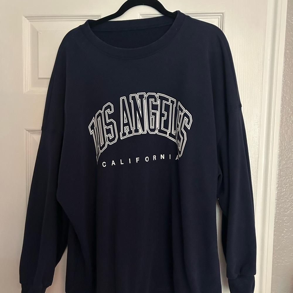 Amazon Blue and White Crew Neck Sweater